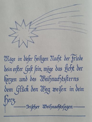 Bild zeigt eine kalligraphierte Weihnachtskarte